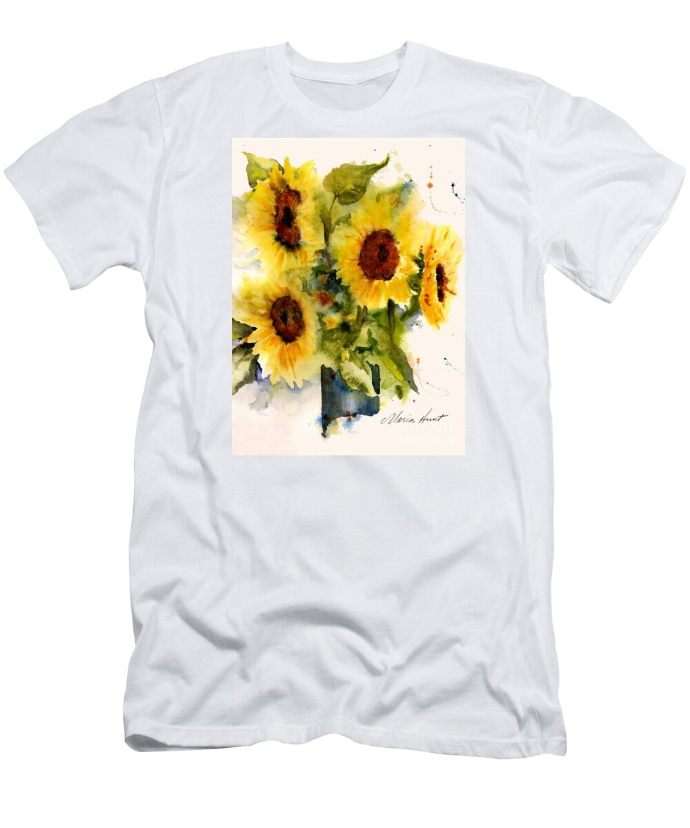 Sunflowers In A Vase T-Shirt featuring the painting Autumn's Sunshine by Maria Hunt