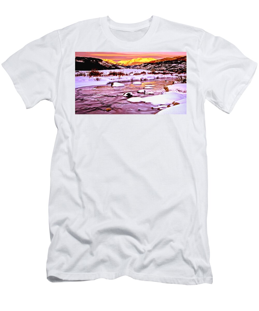 1st Cavalry T-Shirt featuring the painting Sunrise on a Cold Day by Bob and Nadine Johnston
