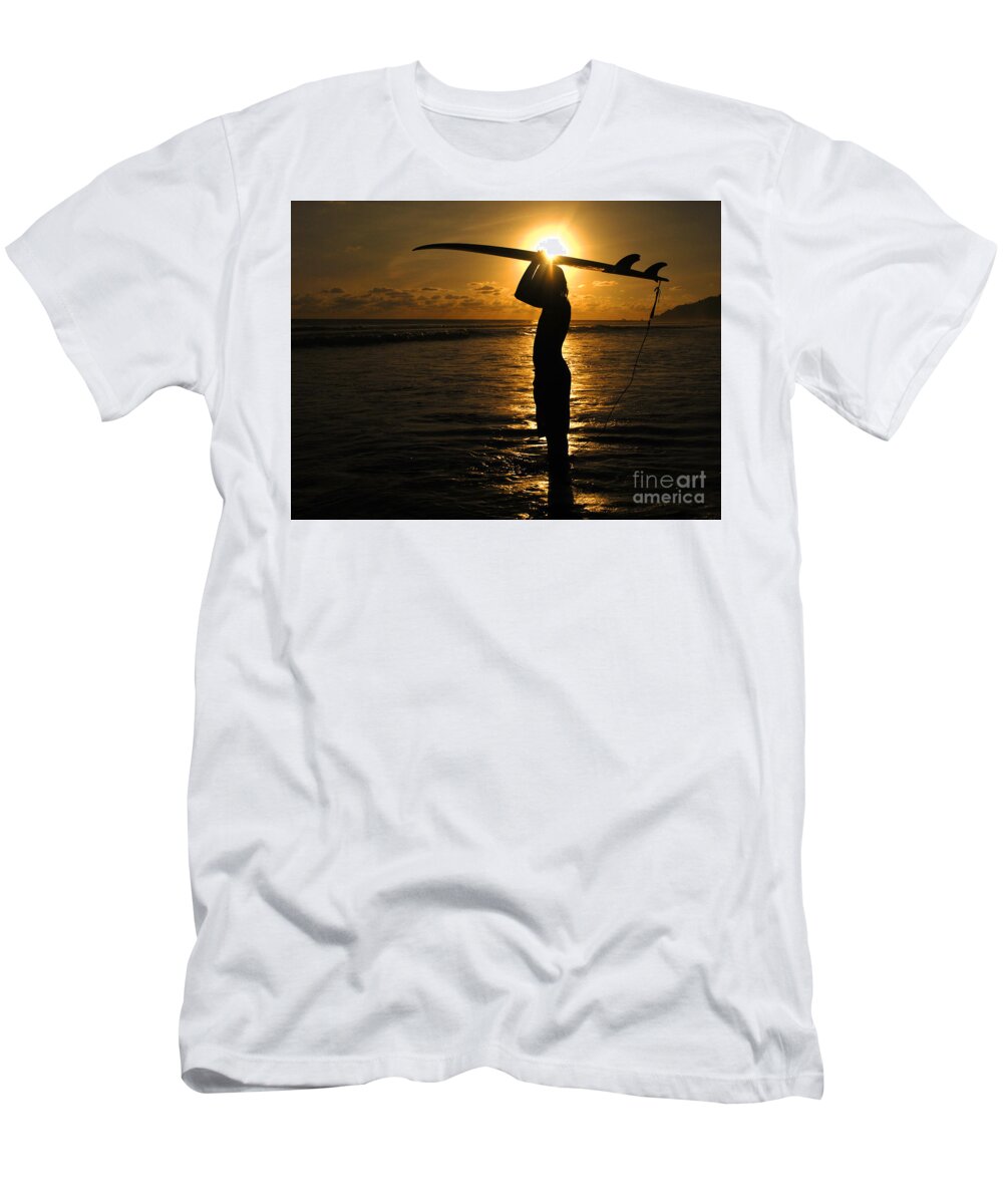 Athlete T-Shirt featuring the photograph Sunset Surfer Corcovado Costa Rica by Bob Christopher