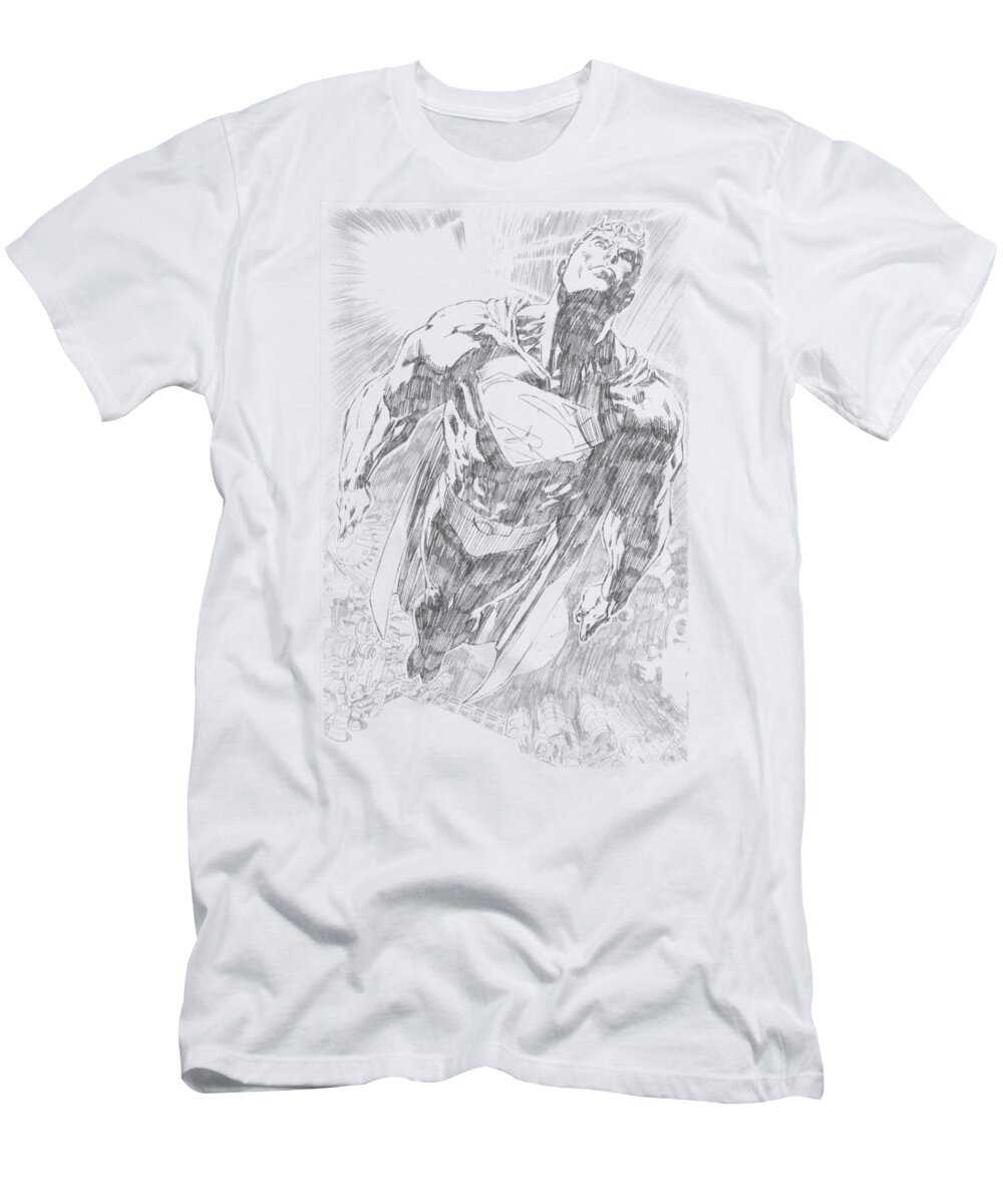 Superman T-Shirt featuring the digital art Superman - Exploding Space Sketch by Brand A