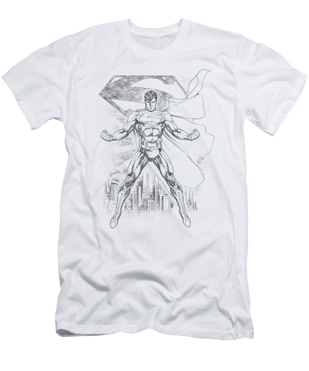 Superman T-Shirt featuring the digital art Superman - Super Sketch by Brand A