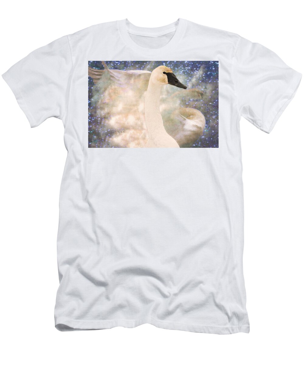Bird T-Shirt featuring the photograph Swan Journey by Kathy Bassett