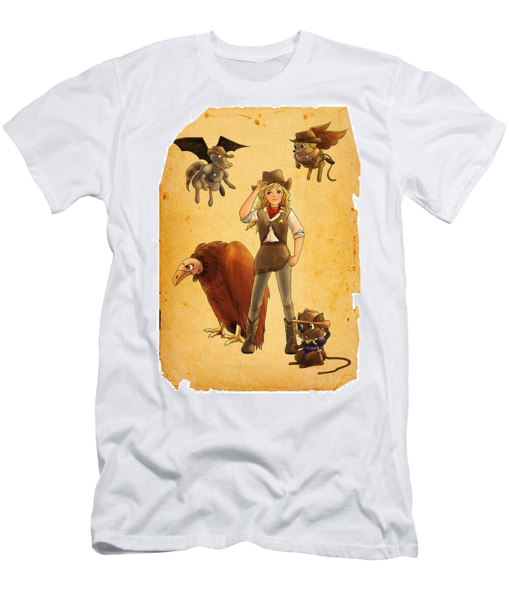  West T-Shirt featuring the painting Tammy and the California Gold Rush by Reynold Jay