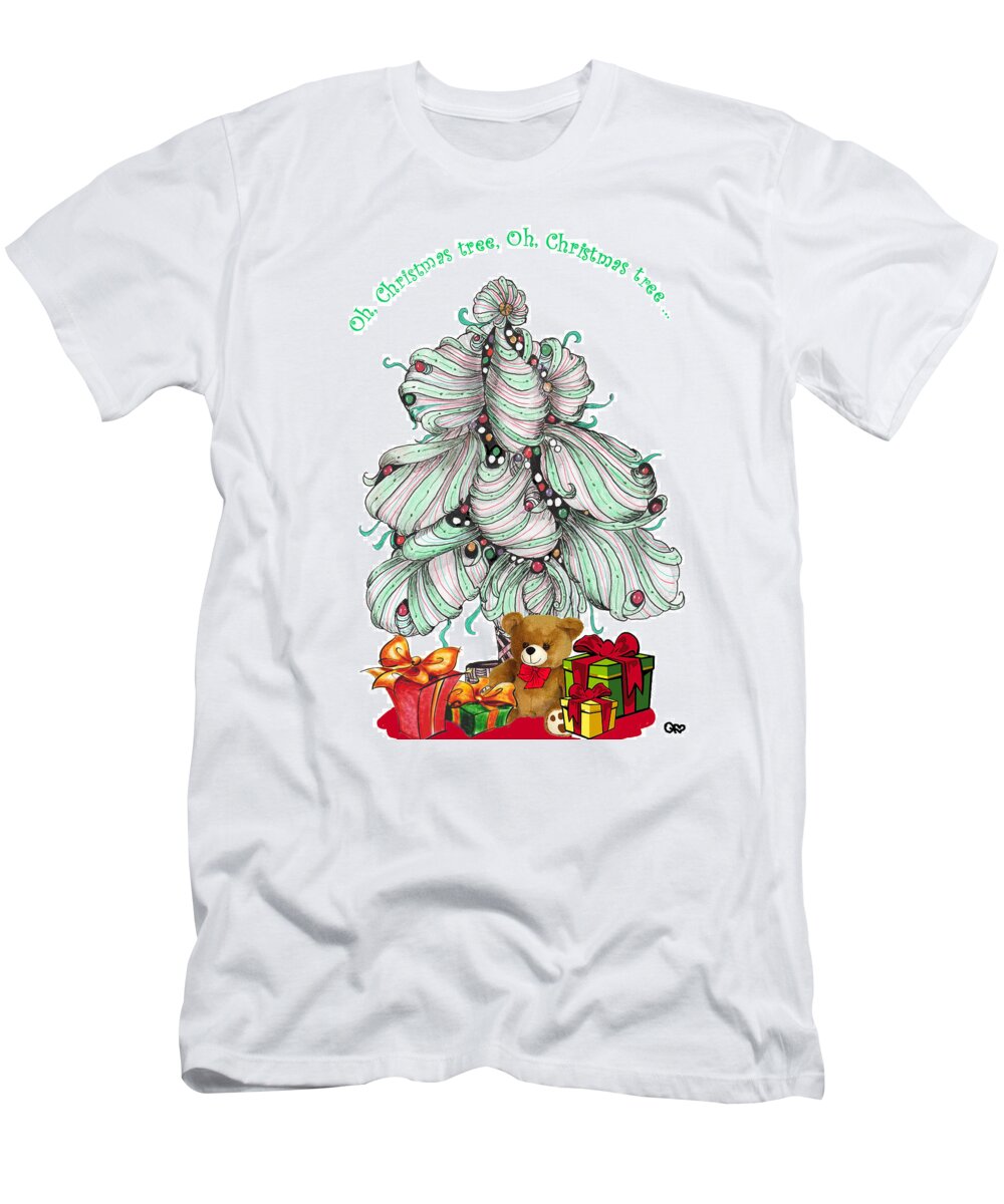 Tangle T-Shirt featuring the drawing Tangled Christmas Tree by Quwatha Valentine