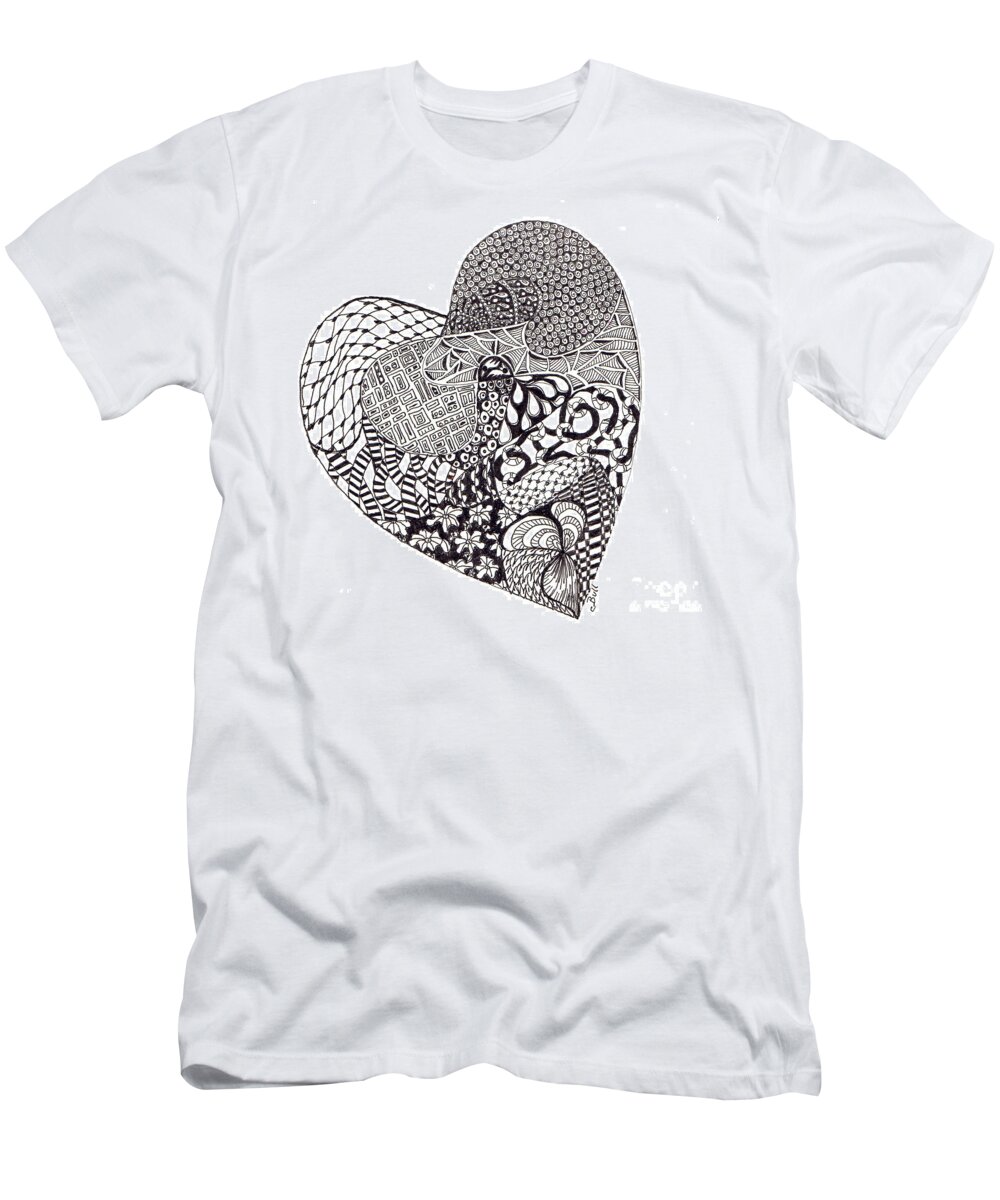 Heart T-Shirt featuring the drawing Tangled Heart by Claire Bull