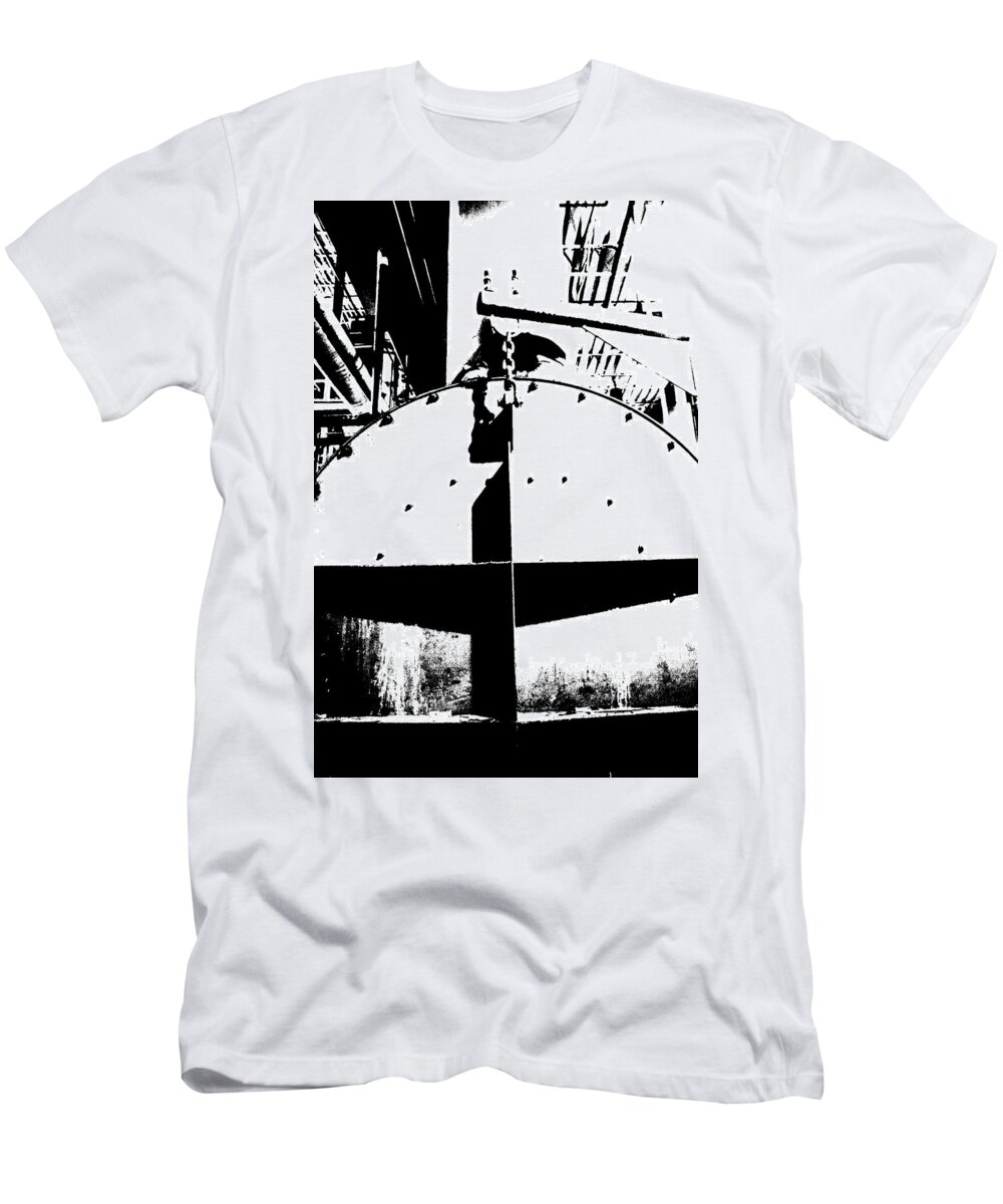 Industrial Architectural T-Shirt featuring the photograph Tank and Chain by Cleaster Cotton