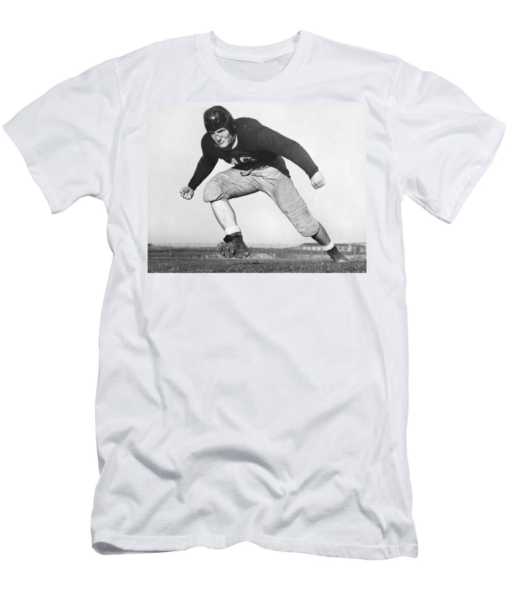 1 Person T-Shirt featuring the photograph TCU Football Star Aldrich by Underwood Archives