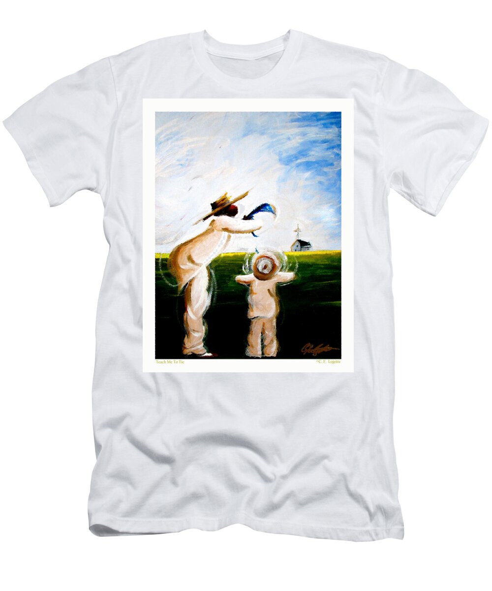 Man T-Shirt featuring the painting Mentor Teach Me To Tie by C F Legette