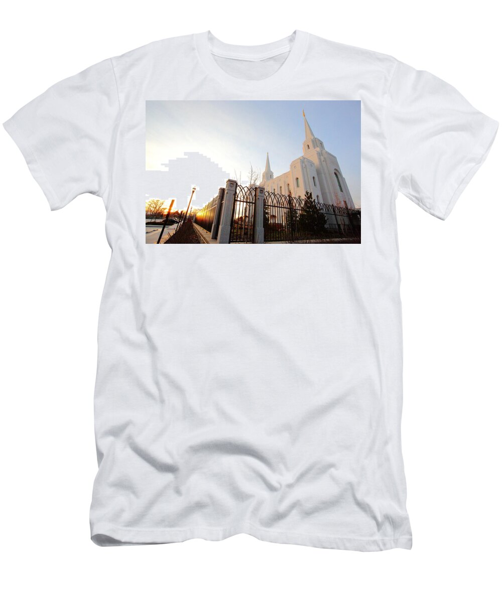Brigham City Temple T-Shirt featuring the photograph Temple Ironwork by David Andersen