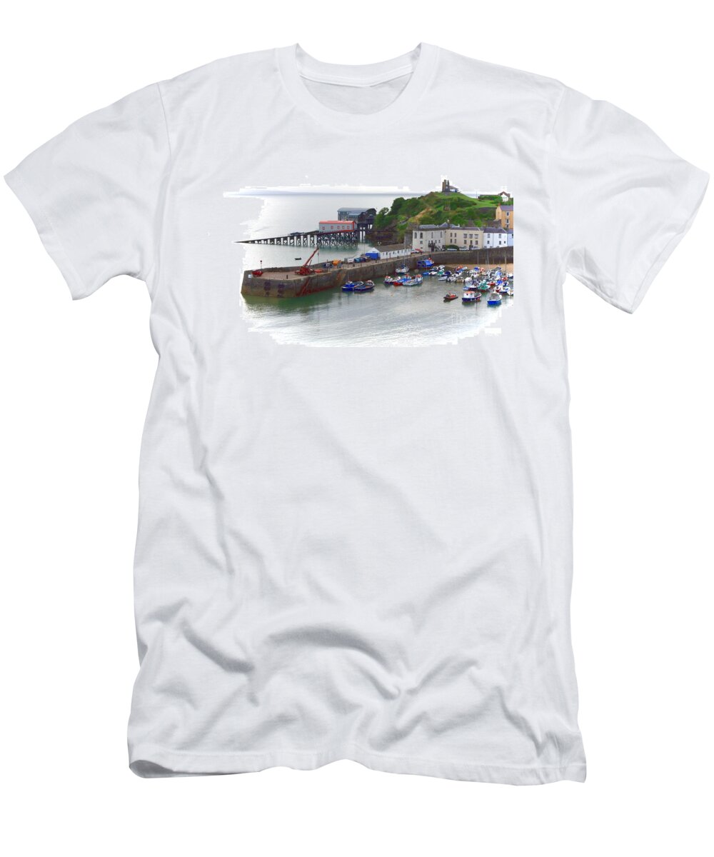 Tenby T-Shirt featuring the photograph Tenby Harbour and Castle Hill by Jeremy Hayden