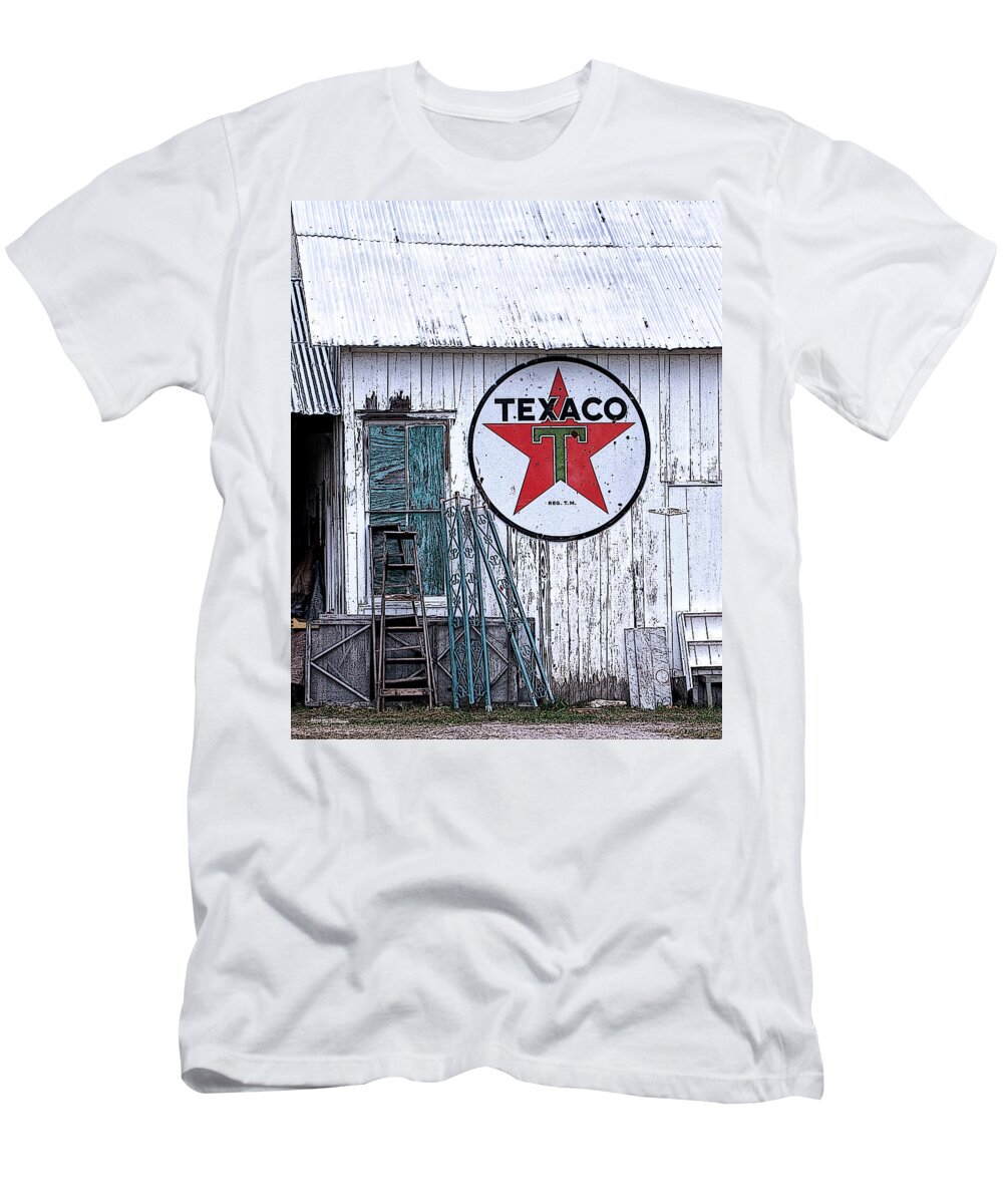 Texaco Canvas Print T-Shirt featuring the photograph Texaco Times Past by Lucy VanSwearingen