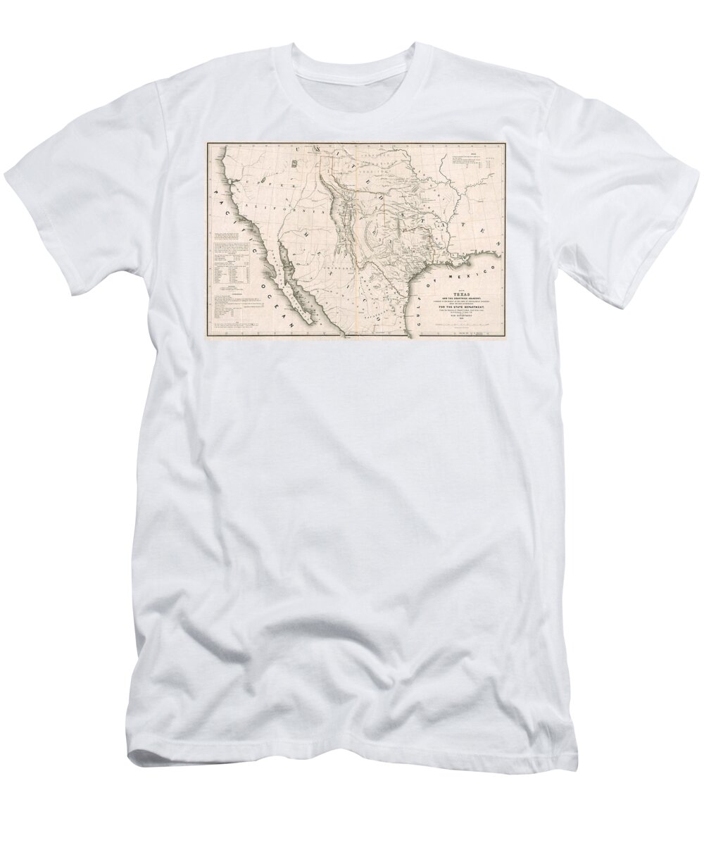 Texas And California T-Shirt featuring the painting Texas and California 1846 by Willima H Emory