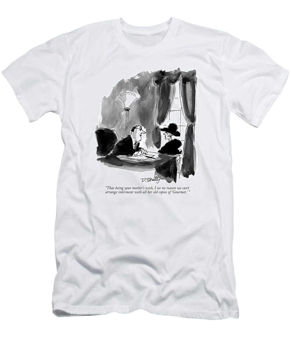 Media T-Shirt featuring the drawing That Being Your Mother's Wish by Donald Reilly