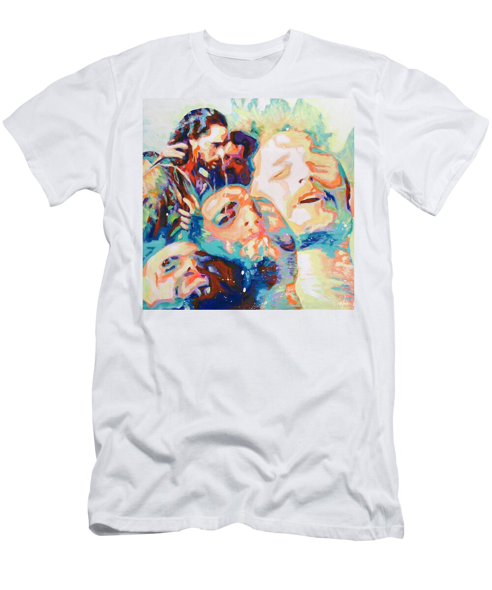 Baptism T-Shirt featuring the painting The Baptism of our Lord by Steve Gamba