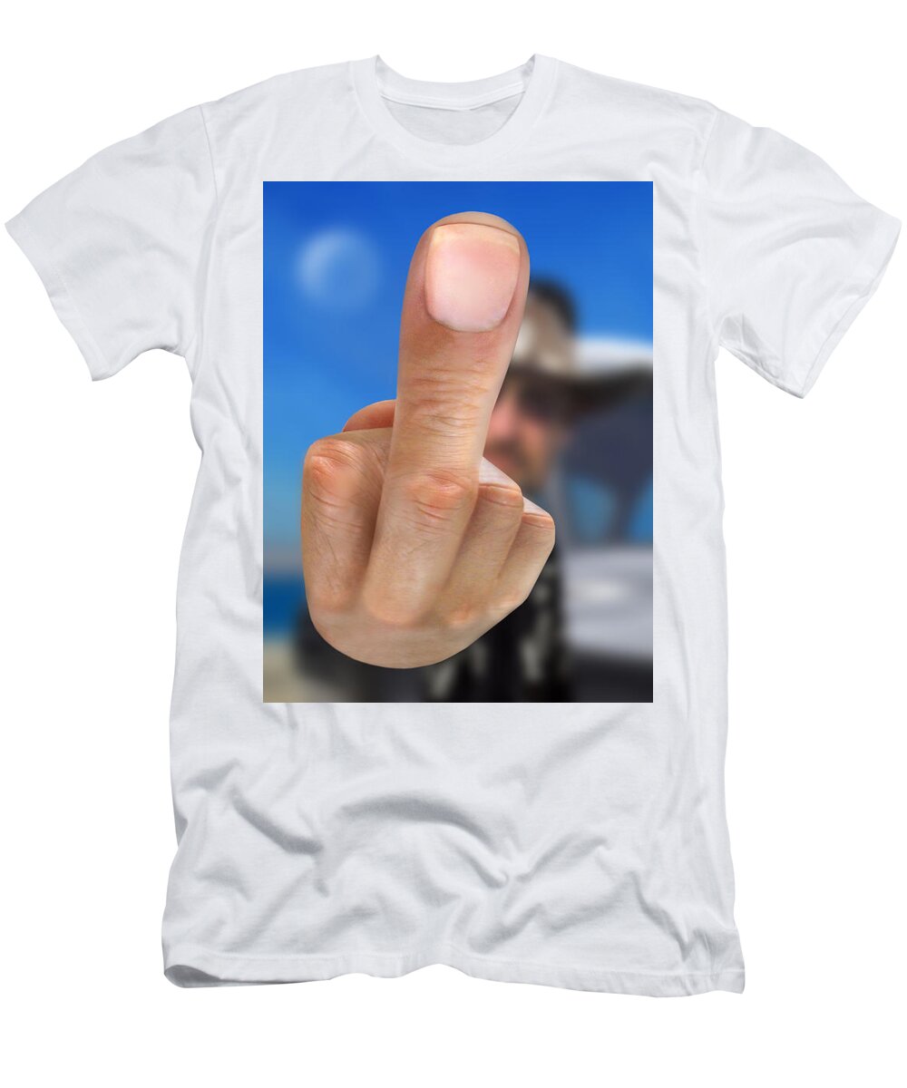 The Finger T-Shirt featuring the photograph The Bird by Mike McGlothlen