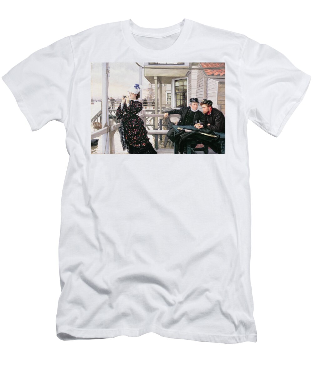 Binoculars T-Shirt featuring the painting The Captains Daughter by James Jacques Joseph Tissot