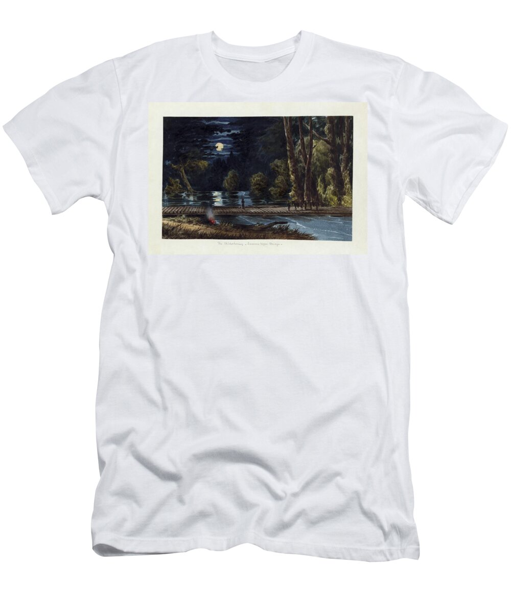 Oil Painting T-Shirt featuring the painting The Chickahominy- Sumner's Upper Bridge by Celestial Images