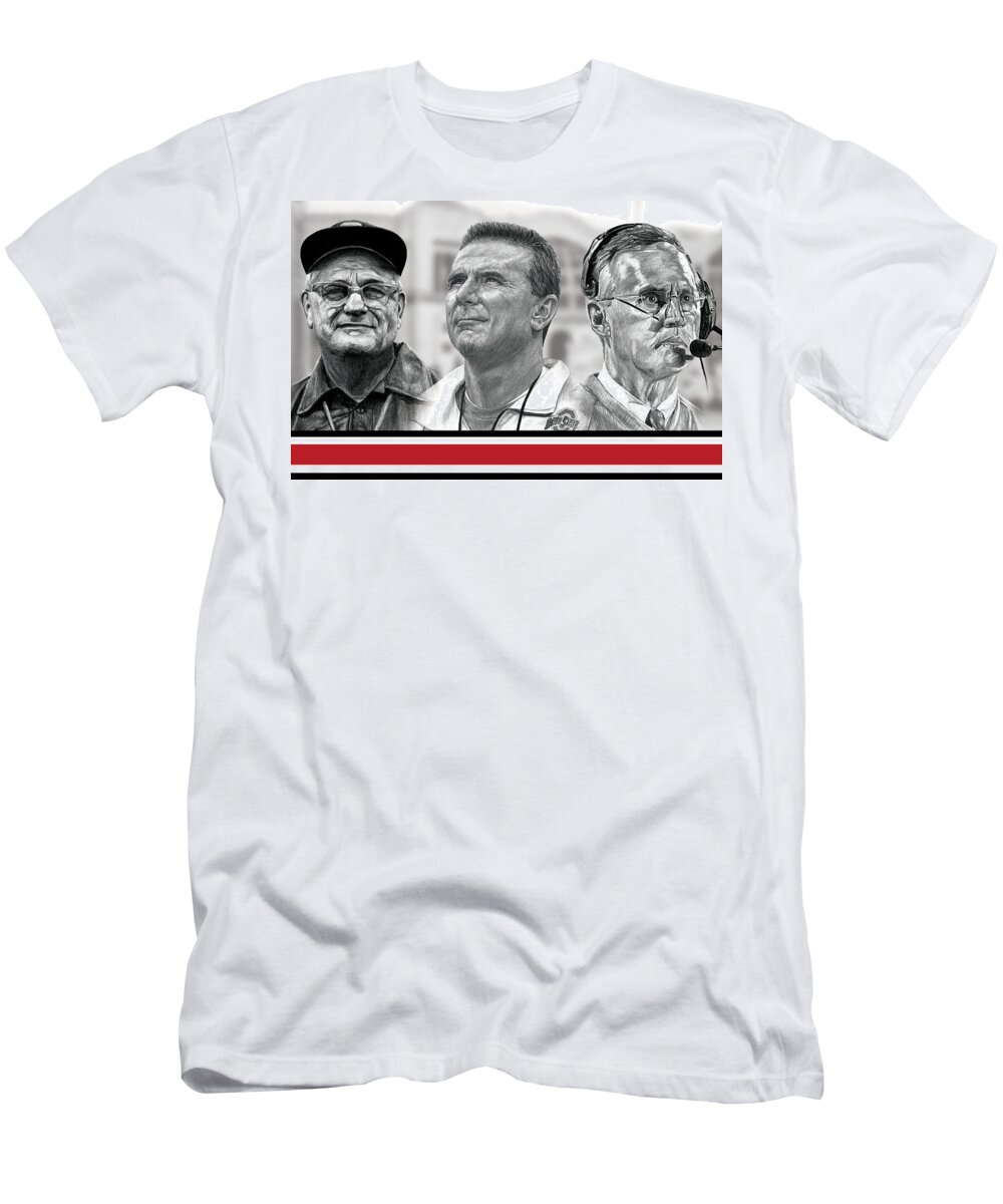 Ohio State Buckeyes T-Shirt featuring the digital art The Coaches by Bobby Shaw