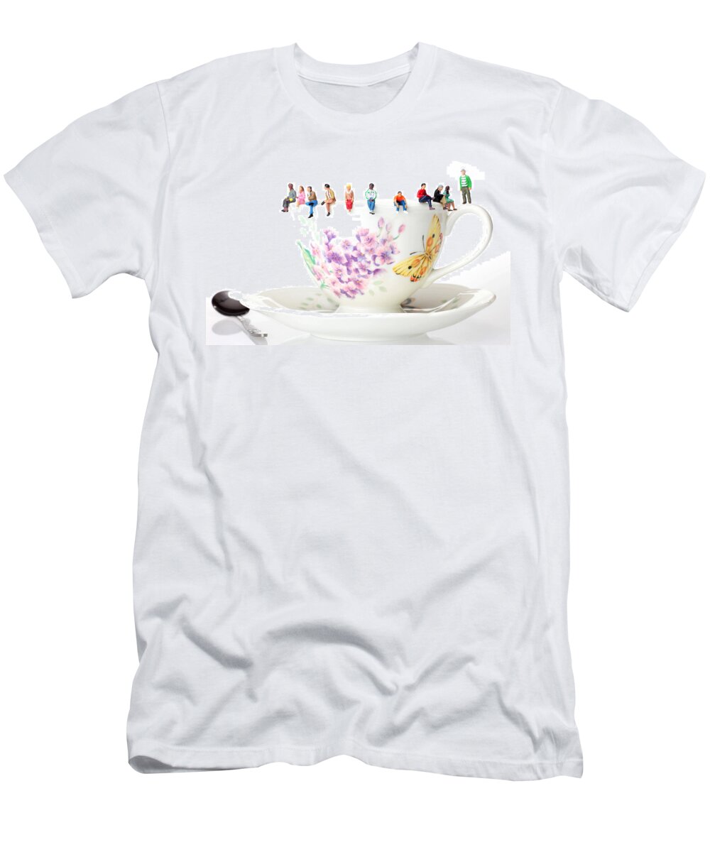 Coffee T-Shirt featuring the photograph The coffee time little people on food by Paul Ge