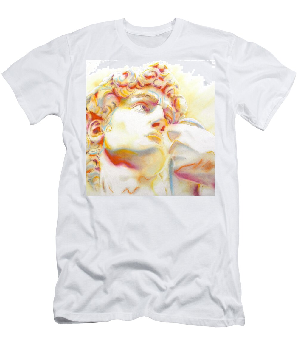 The David Art T-Shirt featuring the painting THE DAVID by Michelangelo. Tribute by J U A N - O A X A C A