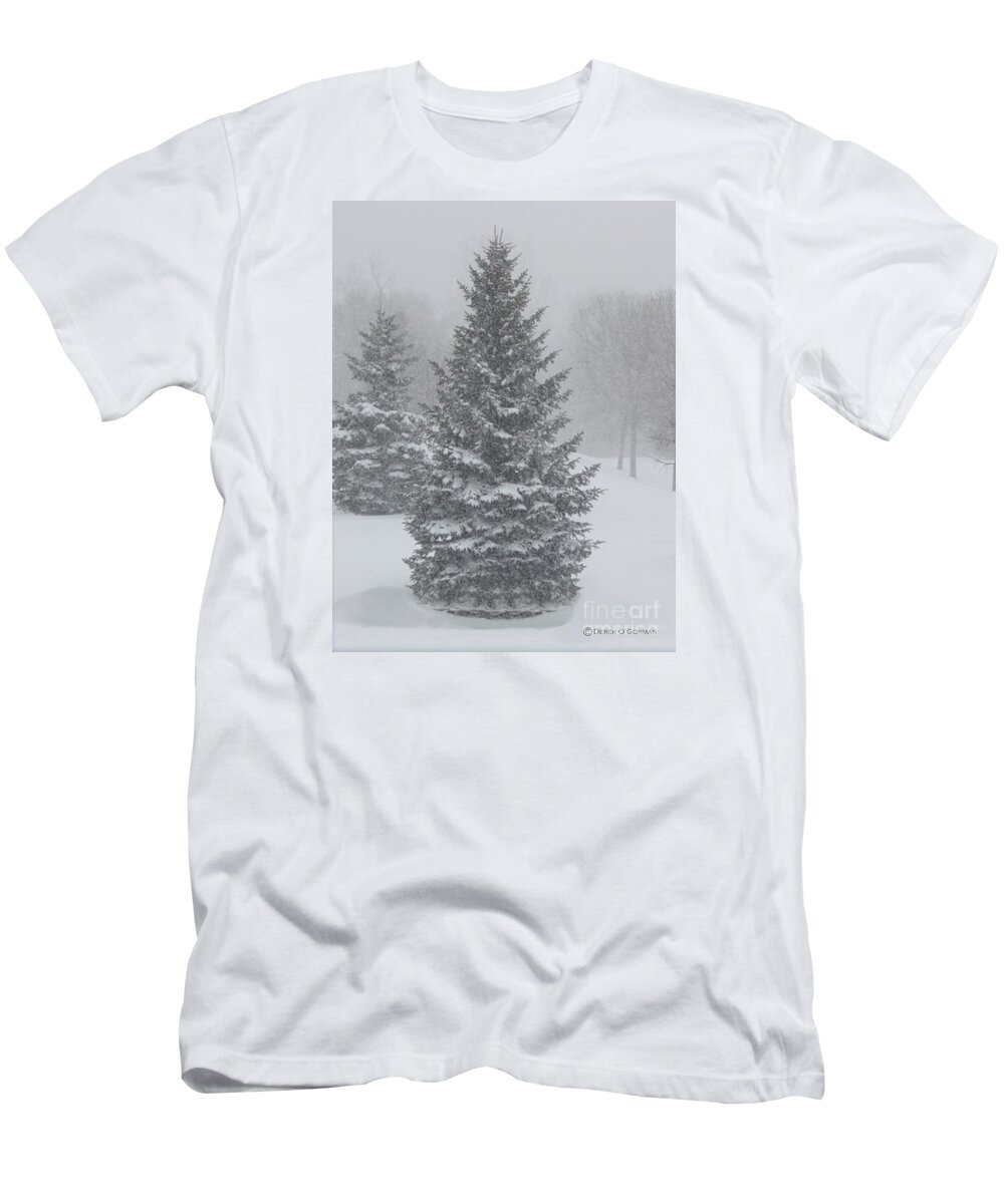 Christmas T-Shirt featuring the photograph The First Snow of Christmas by Derek O'Gorman