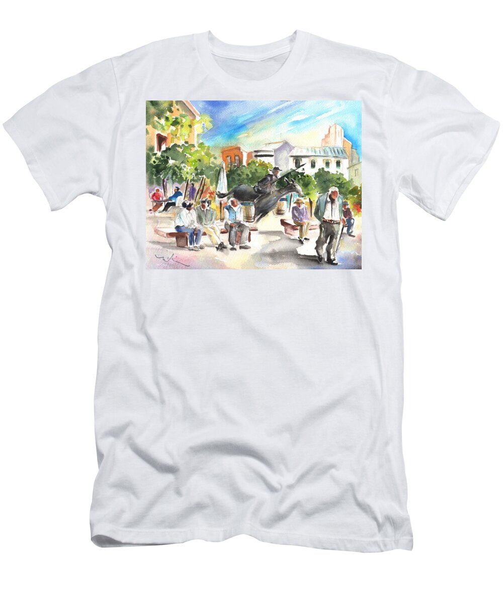 Travel T-Shirt featuring the painting The Ghost of Don Quijote in Alcazar de San Juan by Miki De Goodaboom