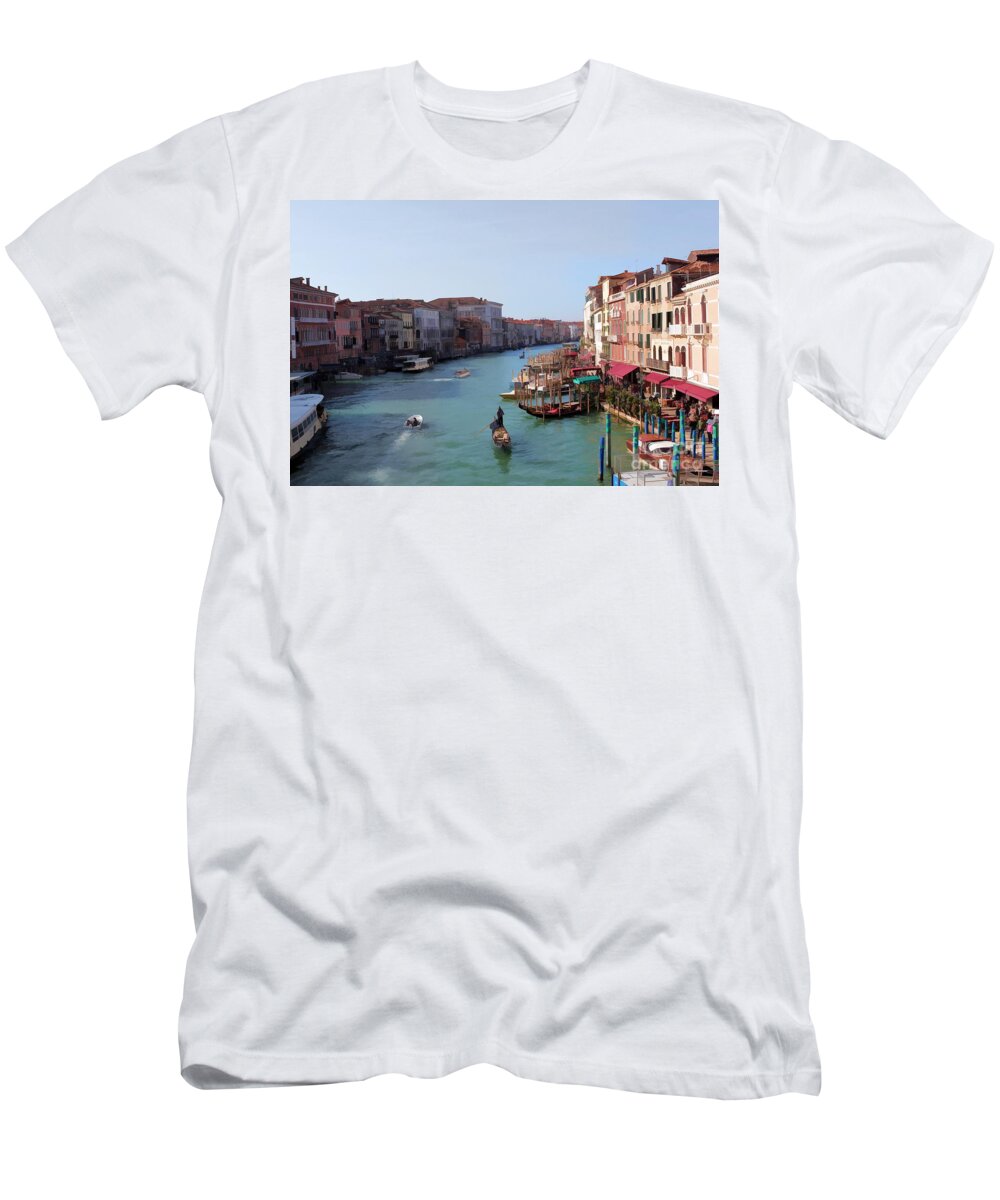 Venice Image T-Shirt featuring the photograph The Grand Canal Venice Oil Effect by Tom Prendergast