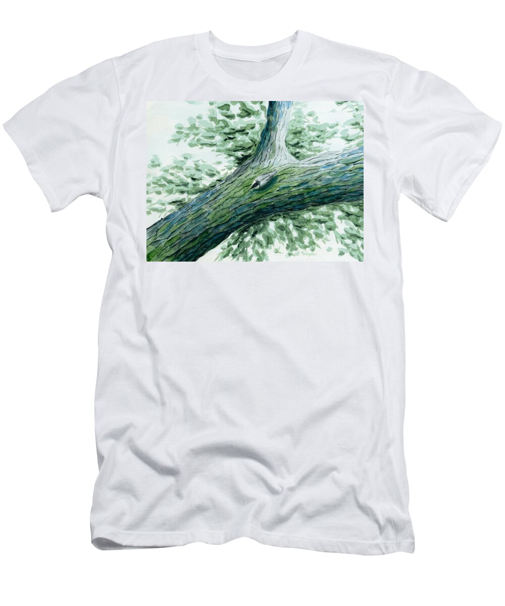Watercolor T-Shirt featuring the painting The Nuthatch by Timothy Livingston
