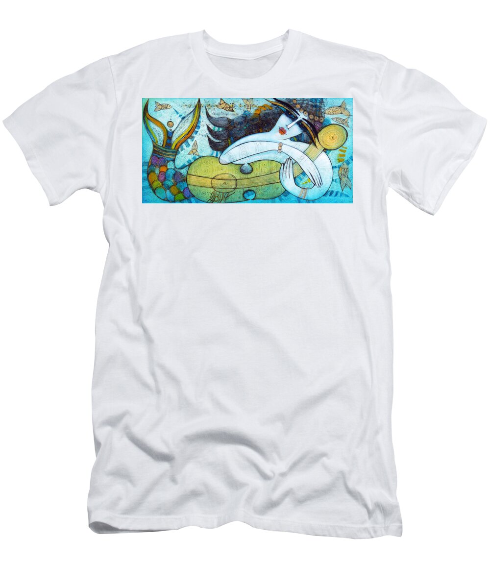 Albena T-Shirt featuring the painting The Song Of The Mermaid by Albena Vatcheva