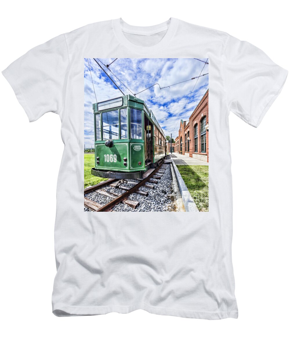 Colesville T-Shirt featuring the photograph The STIB 1069 streetcar at the National Capital Trolley Museum i by William Kuta