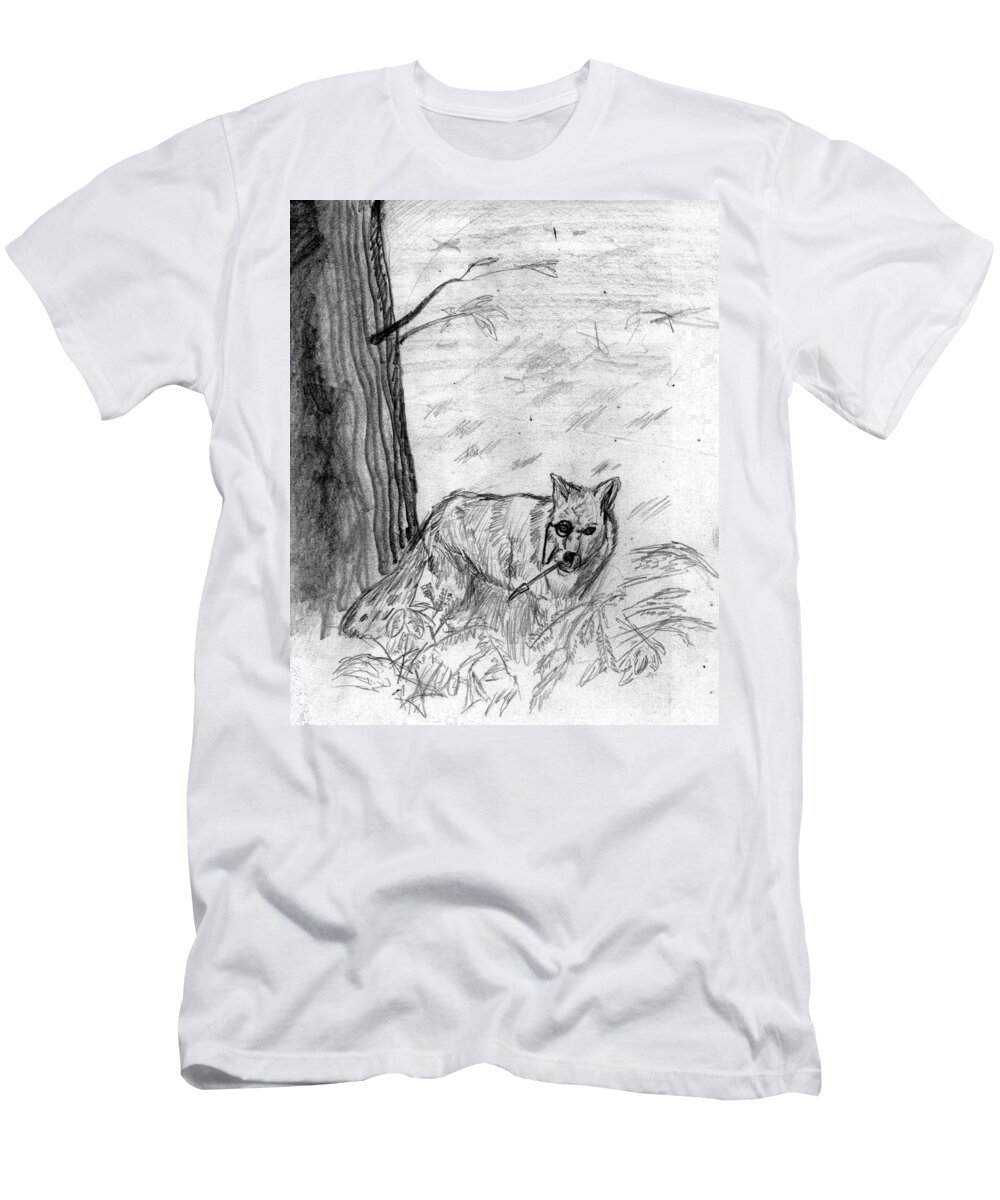 Teutonic Fox T-Shirt featuring the drawing The Teutonic Fox by Del Gaizo