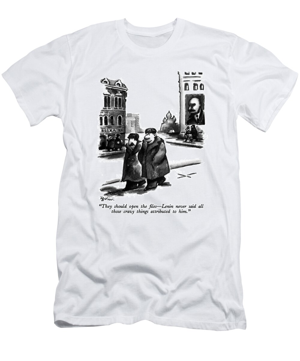 Regional T-Shirt featuring the drawing They Should Open The Files - Lenin Never Said All by Eldon Dedini