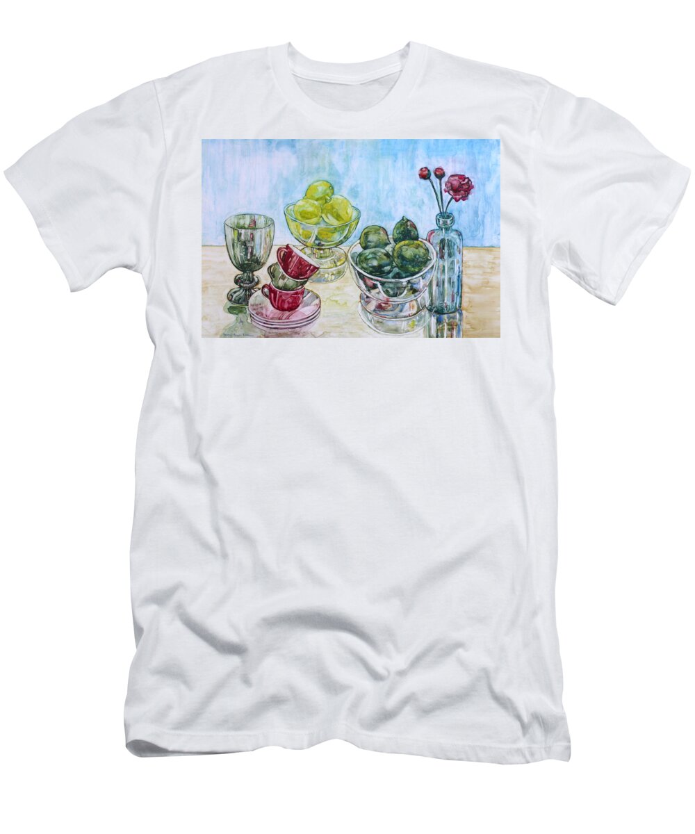 Lemon T-Shirt featuring the painting Thinking of Cezanne Green by Anna Ruzsan