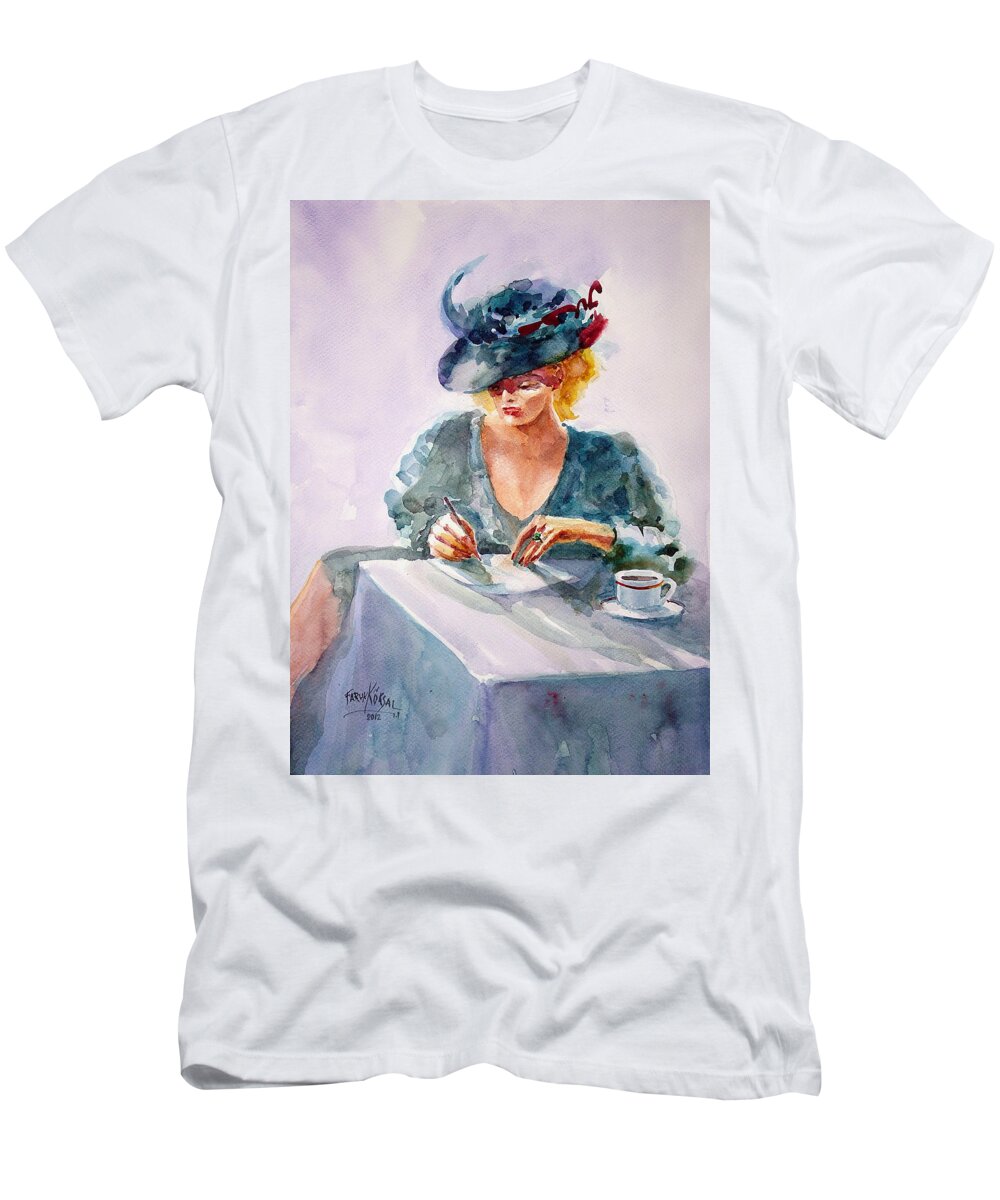 Woman T-Shirt featuring the painting Thoughtful... by Faruk Koksal