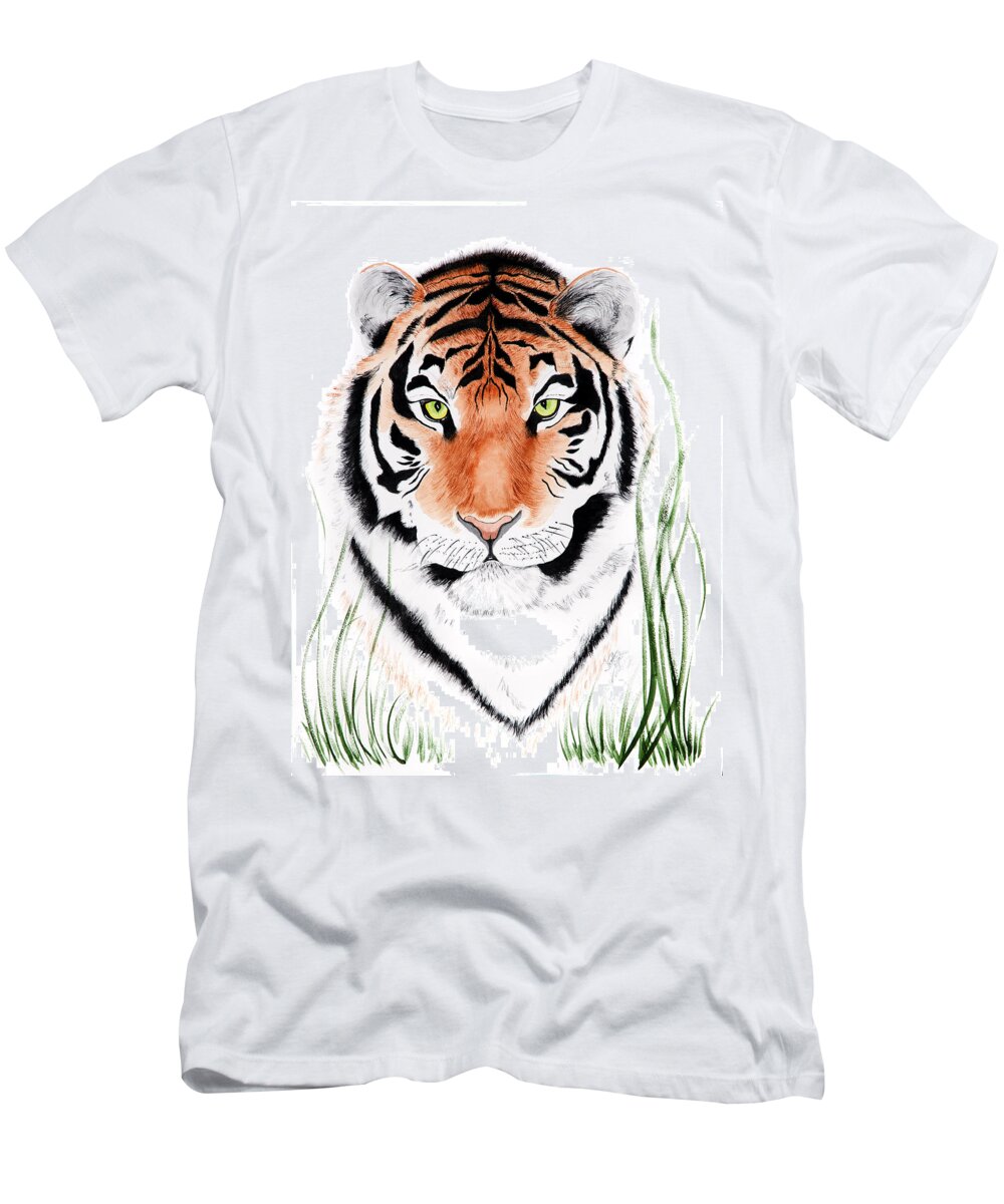 Tiger T-Shirt featuring the painting Tiger Tiger Where by Joette Snyder