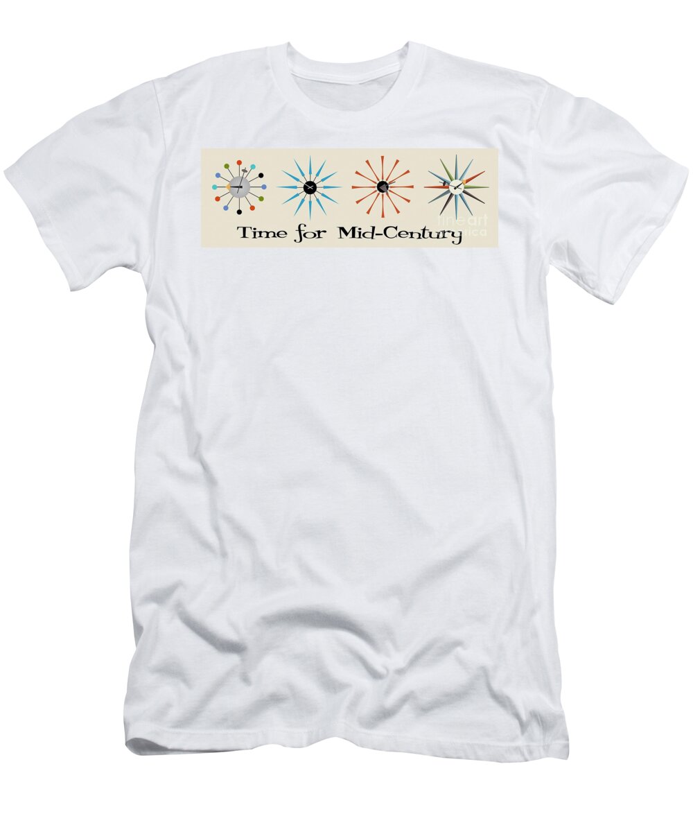 Mid-century T-Shirt featuring the digital art Time for Mid-Century 2 by Donna Mibus