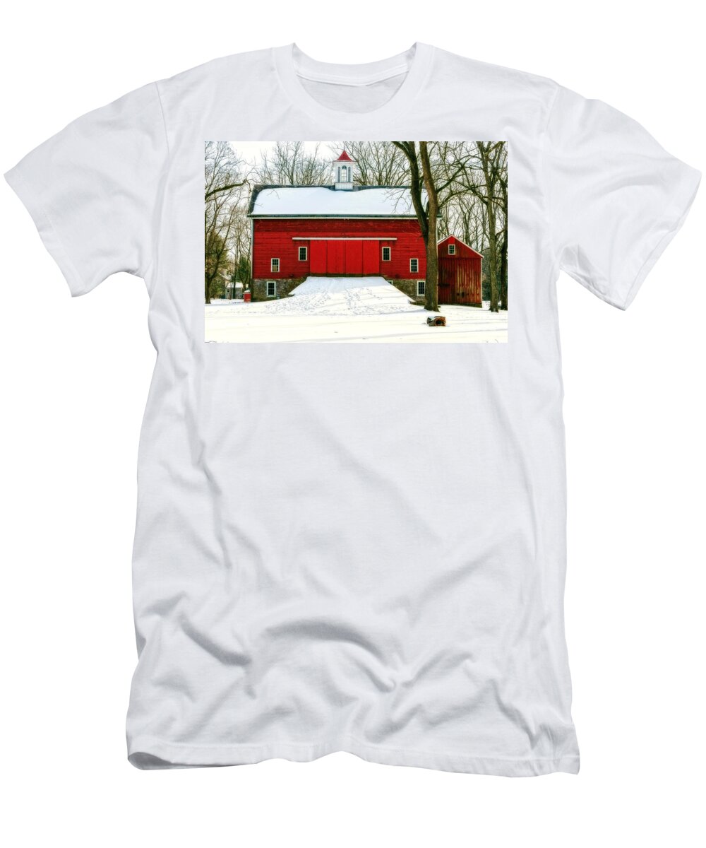 Barn T-Shirt featuring the photograph Tinicum Barn in Winter II by Debra Fedchin