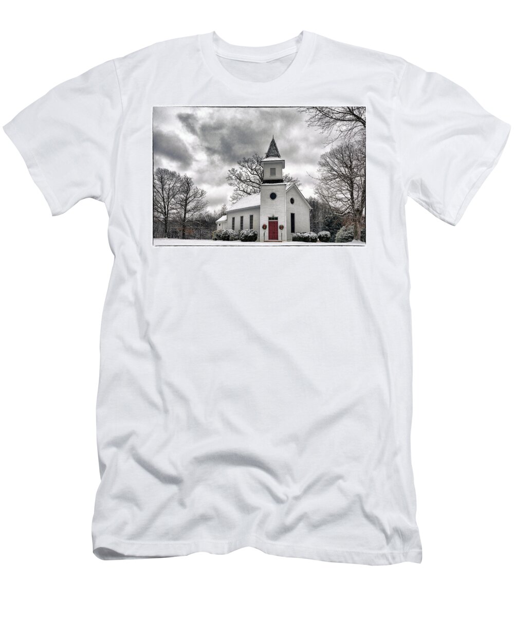 Church T-Shirt featuring the photograph Touch of Winter by Robert Fawcett