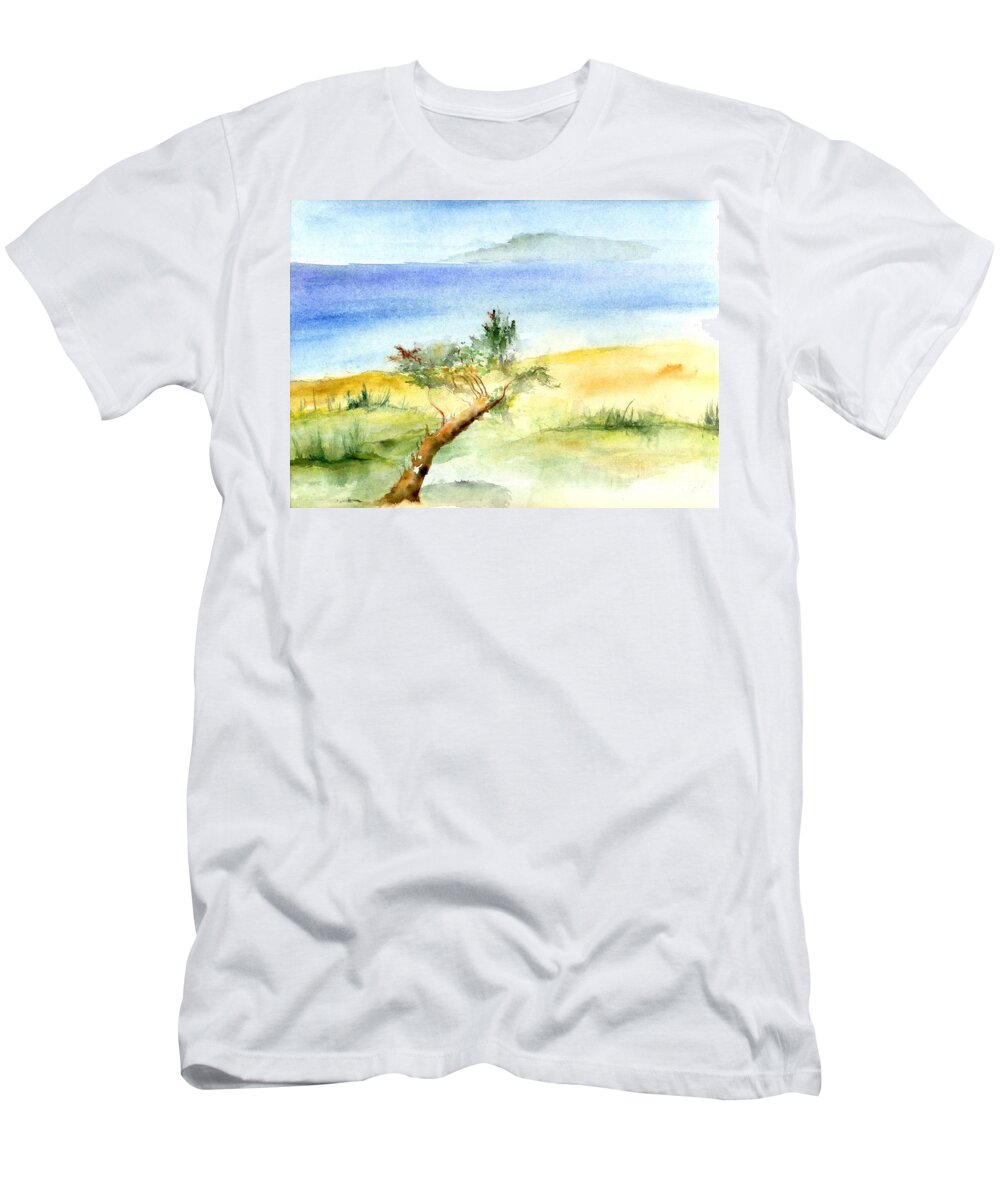 Nature T-Shirt featuring the painting Tree stump Greece by Karina Plachetka