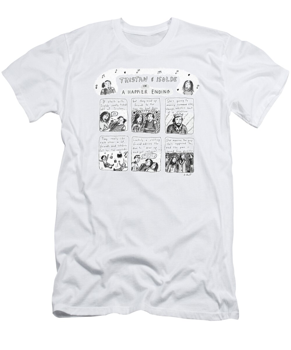 Music T-Shirt featuring the drawing Tristan & Isolde In A Happier Ending by Roz Chast