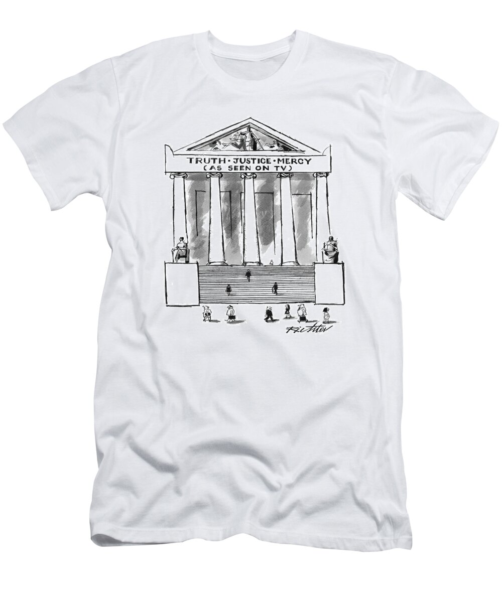 Court Houses T-Shirt featuring the drawing Truth justice mercy by Mischa Richter