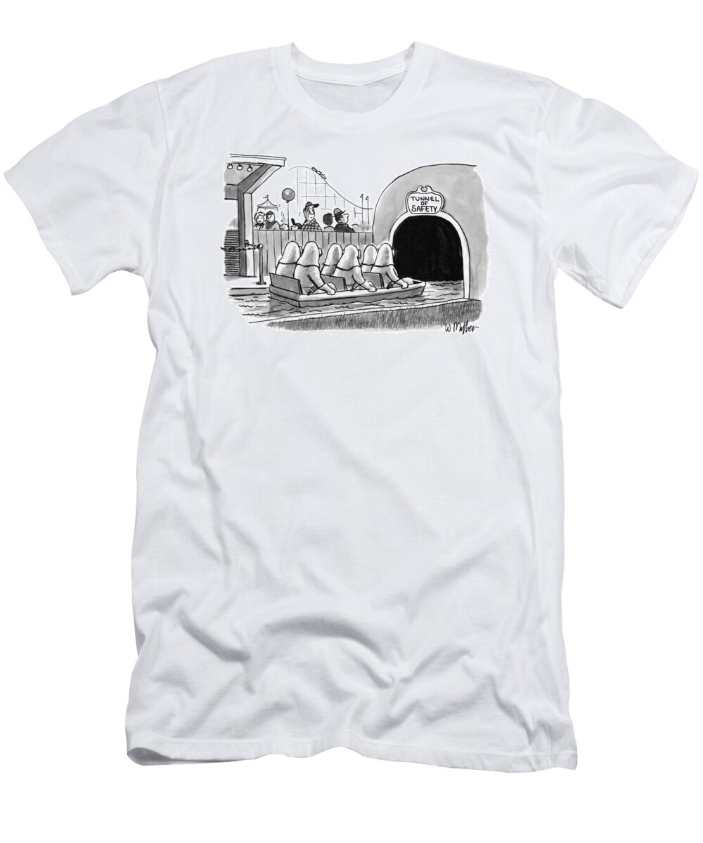 Captionless T-Shirt featuring the drawing Tunnel Of Safety by Warren Miller