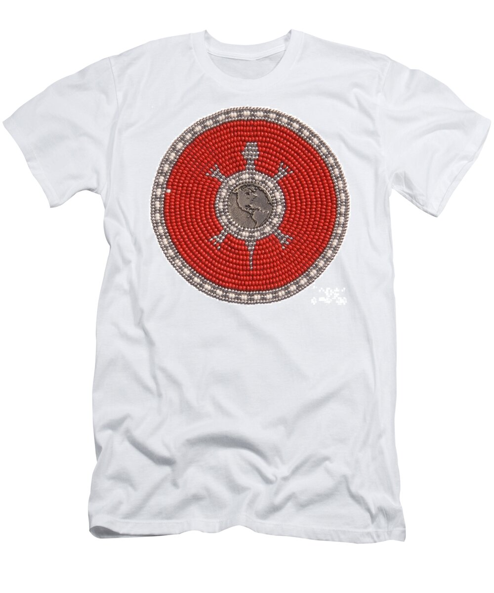 Beadwork T-Shirt featuring the mixed media Turtle Island 012108 by Douglas Limon