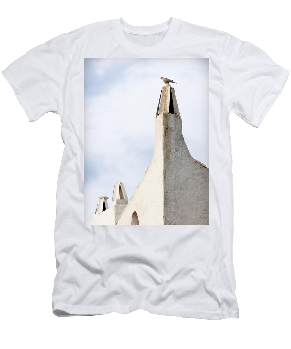 Avian T-Shirt featuring the photograph Mediterranean vintage chimeny architecture in Menorca - Turtledove in the top by Pedro Cardona Llambias