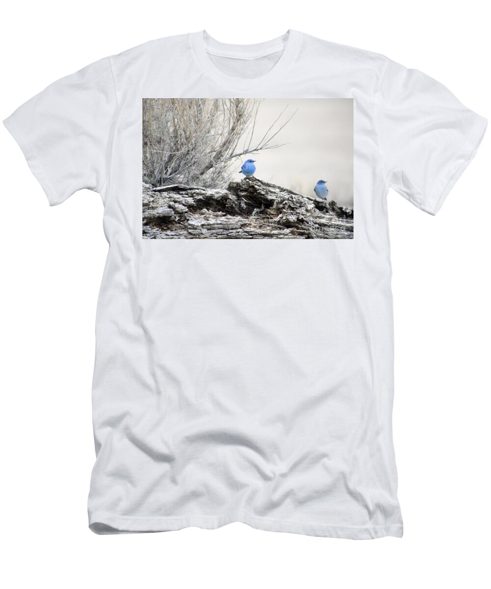 Mountain Bluebirds T-Shirt featuring the photograph Twice as Happy by Deby Dixon