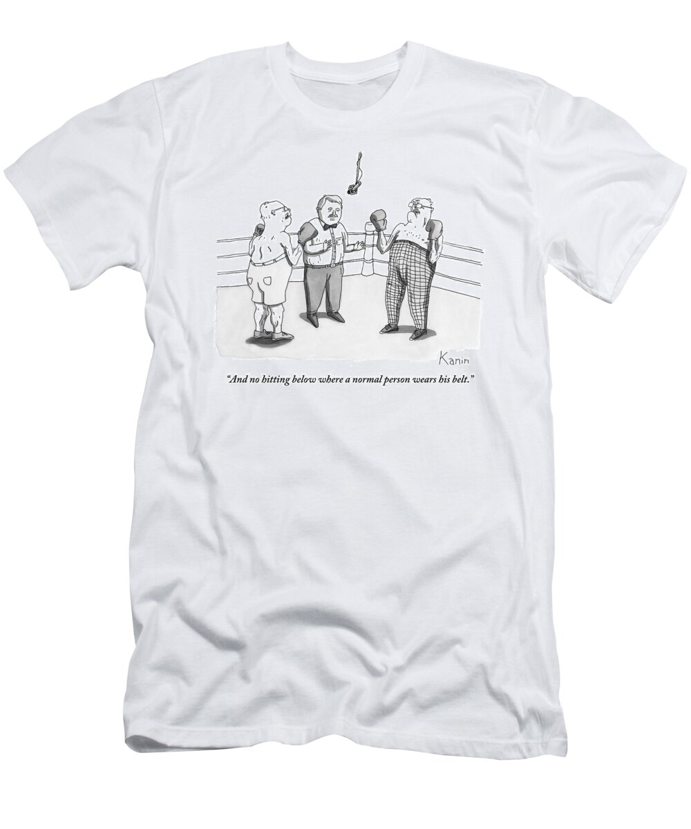 Old Man T-Shirt featuring the drawing Two Elderly Men Meet In A Boxing Ring by Zachary Kanin