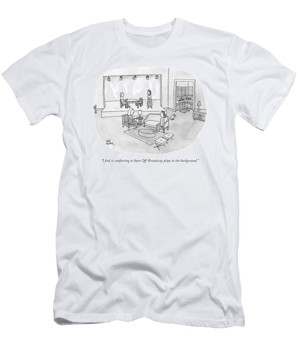 Living Room T-Shirt featuring the drawing Two Women Chat In A Living Room by Amy Hwang