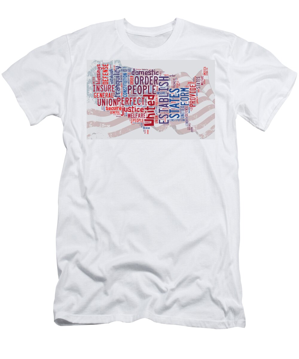 Wright Fine Art T-Shirt featuring the digital art US Map Preamble Word Cloud2 by Paulette B Wright