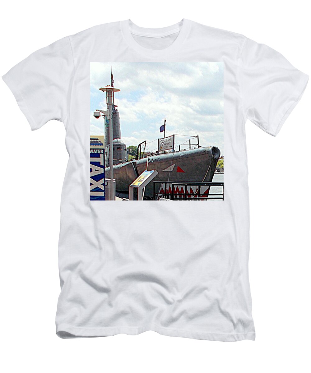 Torsk T-Shirt featuring the photograph USS Torsk SS 423 Water Taxi by Pamela Hyde Wilson