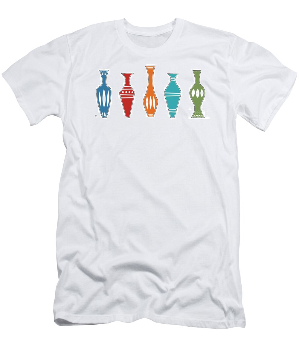 Mid Century Modern T-Shirt featuring the digital art Vases by Donna Mibus